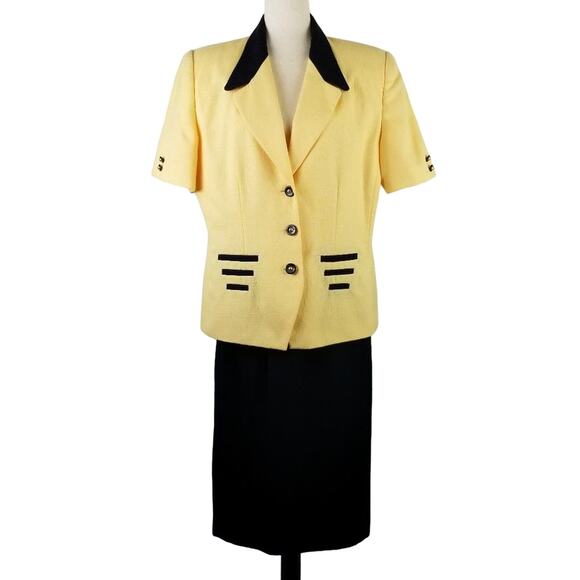 Atrium Collection 2 Piece Jacket & Skirt Black Yellow Excellent! Size 16 - Picture 1 of 11